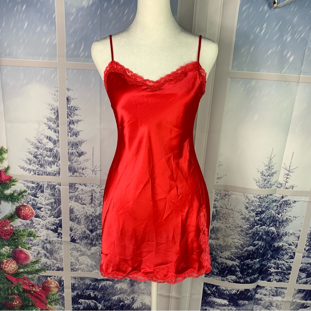 Victoria’s Secret Lot 2 Satin Lace Accent Split Babydoll Slip Dress Nightgown - Picture 3 of 15